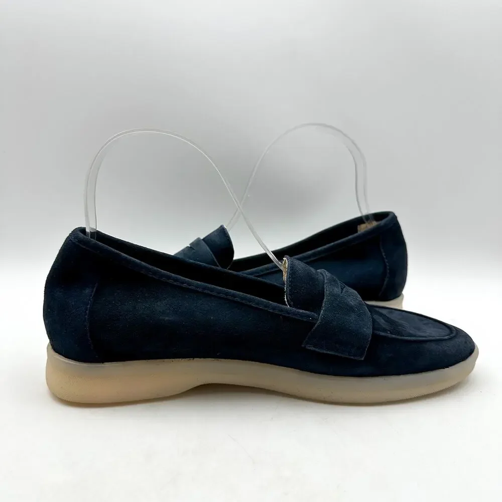 Vaneli Womens Undine Penny Loafers Size 7.5 Navy Blue Suede NWOB